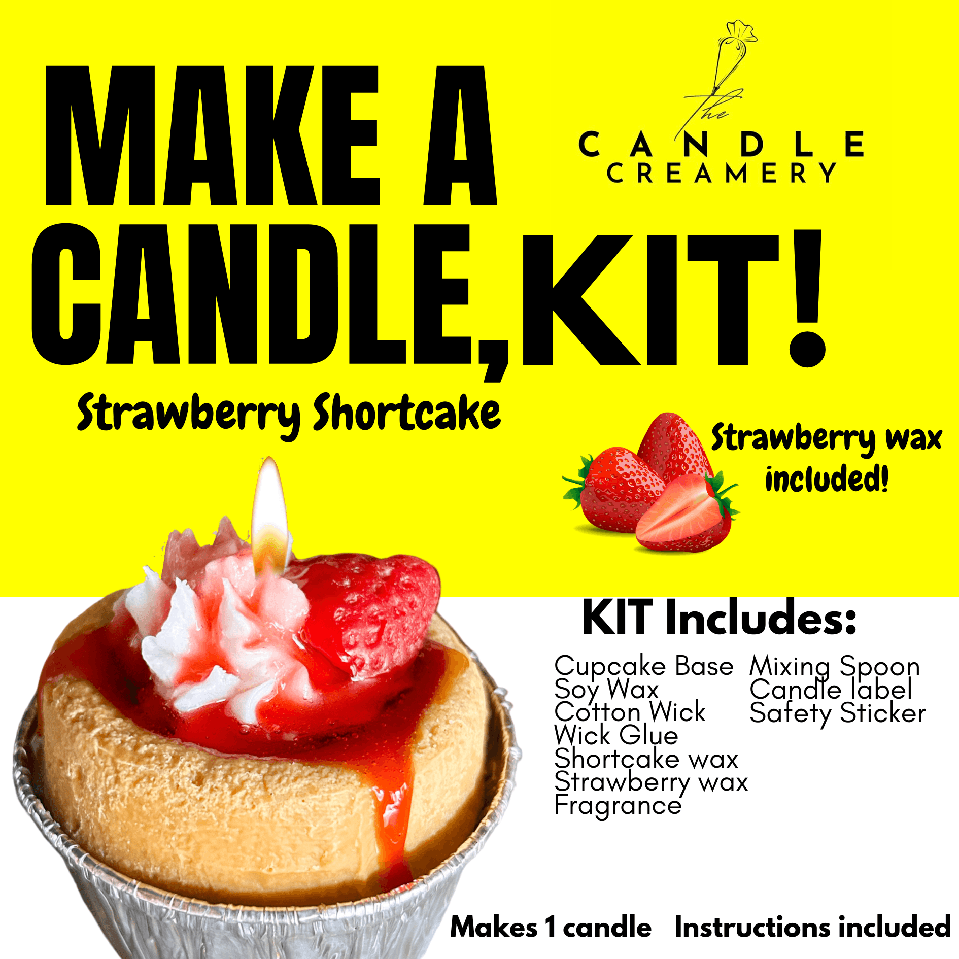 DIY Candle Making Kit- Strawberry Shortcake - Sheamakery